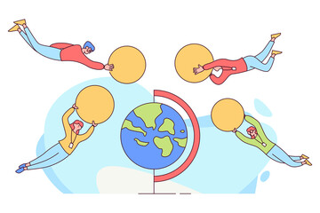 Group of people foreign currency exchange around the world