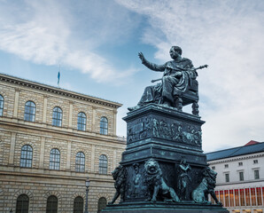 Fototapeta na wymiar King Maximilian Joseph Statue at Max-Joseph-Platz - Munich, Bavaria, Germany