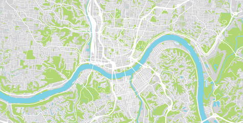 Urban vector city map of Cincinnati, Ohio , United States of America