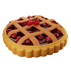 3d homemade cherry pie with a lattice top crust, isolated illustration on a white background, 3d rendering © GOFOX