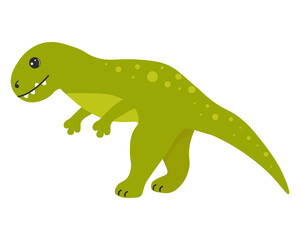 Obraz premium Illustration of cute cartoon dinosaur on white background. Can be used for children's room, sticker, t-shirt, mug and other design. Cute little dinosaur.