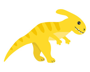 Illustration of cute cartoon dinosaur on white background. Can be used for children's room, sticker, t-shirt, mug and other design. Cute little parasaurolophus.