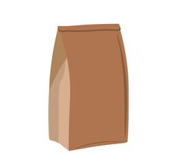 Hand-drawn  paper bag isolated on white background.   Vector illustration
