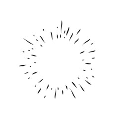 Sunburst doodle. Star, firework explosion. Hand drawn vector Illustration.