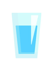 Glass of water flat design isolated on white background vector illustration. Pure clean water. Liquid water business concept. Soda glass.
