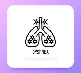 Dyspnea thin line icon. Modern vector illustration of shortness breathing in lungs.
