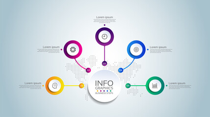 Presentation business infographic template circle colorful with 5 step