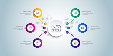 Presentation business infographic template circle colorful with 6 step