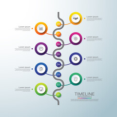 Presentation business infographic timeline circle colorful with 8 step - obrazy, fototapety, plakaty