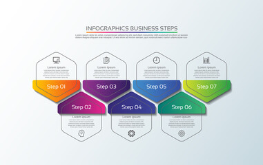 Presentation business infographic template colorful with 7 step
