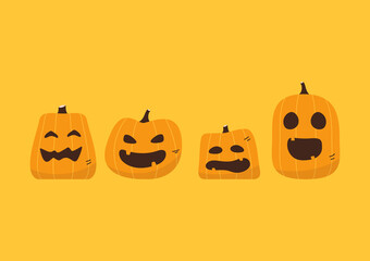 Pumpkin cartoon vector. Halloween vector background. Pumpkin face.