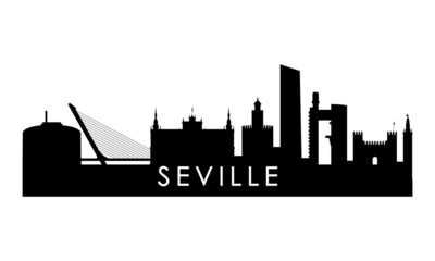 Sevilla skyline silhouette. Black Sevilla city design isolated on white background. - obrazy, fototapety, plakaty