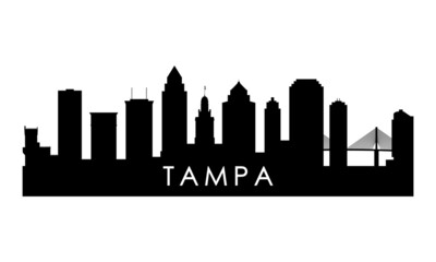 Tampa skyline silhouette. Black Tampa city design isolated on white background. - obrazy, fototapety, plakaty