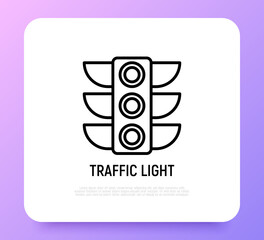 Traffic lights thin line icon. Modern vector illustration of stoplight.