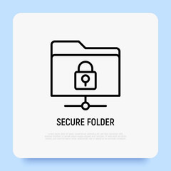 Secure folder thin line icon. Modern vector illustration of data encryption.