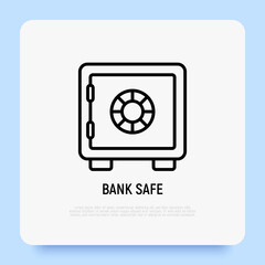 Bank safe thin line icon, symbol of security and protection. Modern vector illustration.