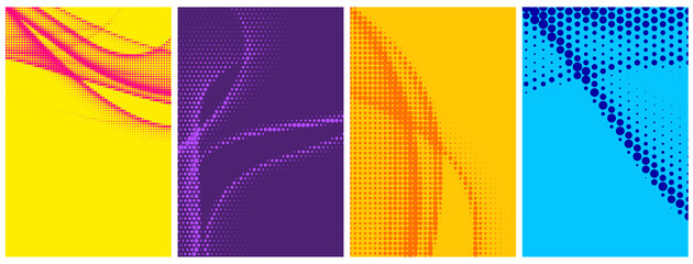 Set of abstract halftone colorful backgrounds.