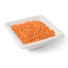 red lentils on square white pot