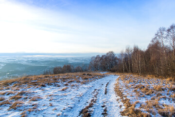 Kislovodsk, Russia. December 28, 2018. Mountain peaks in winter