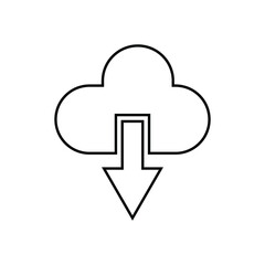 Cloud line icon. Download symbol. Vector illustration isolated on white background.