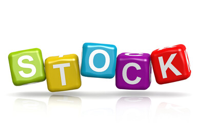 Stock cube word with white background