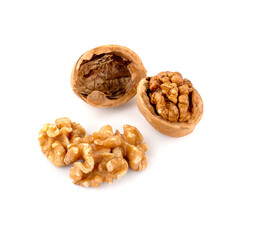 Walnuts isolated on white background