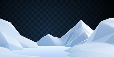 Snow mountains landscape isolated on dark transparent background © maximmmmum
