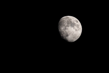 waxing gibbous moon in the night sky