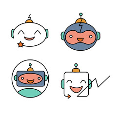 Robot Logo Template Vector Icon Web Set 