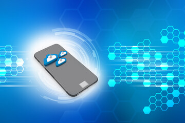 Fototapeta premium 3d illustration mobile phone cloud key files sharing concept 