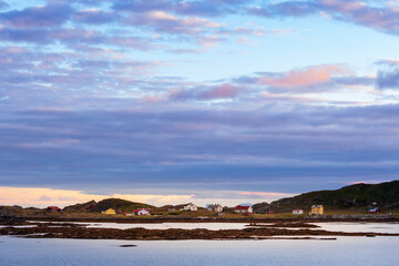 Fototapeta na wymiar Beautiful seascape in Lofoten Norway. Colorful sky.