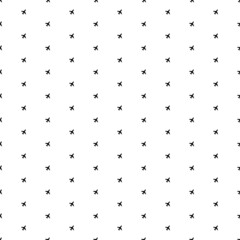 Square seamless background pattern from black plane symbols. The pattern is evenly filled. Vector illustration on white background