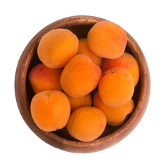bowl with apricots on a white background