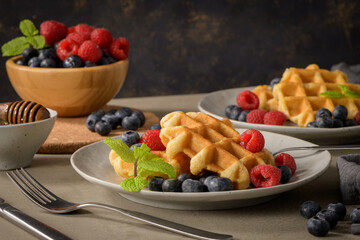 Sweet Homemade Berry Belgian Waffle