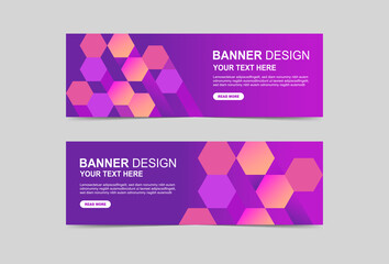 Abstract purple hexagon banner and brouchure design