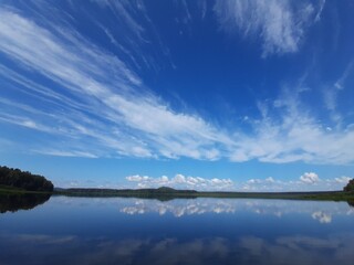 reflection of clouds on the lake