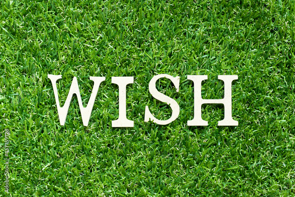 Wall mural Alphabet letter in word wish on green grass background