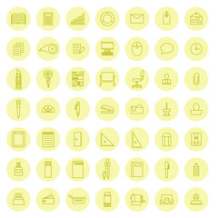 ビジネス用、事務用のカラーアイコンセット（黄色）