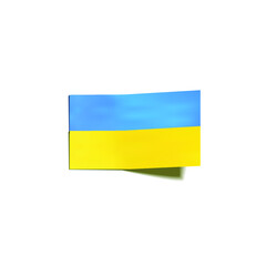 Vector Ukrainian Flag, 3D Flag with Shadow Isolated on White Background, Yellow and Blue Stripes.