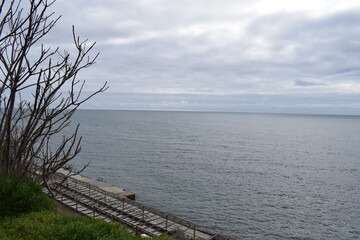 Obraz premium Black Sea. The resort town of Anapa. Russia. Photo taken in spring.