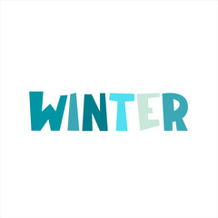 Winter logo, seasonal banner. Hand-lettered text isolated on white background