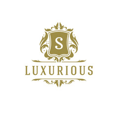 Luxury logo crest template design vector illustration.