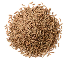 dried caraway seeds isolated on white, top view