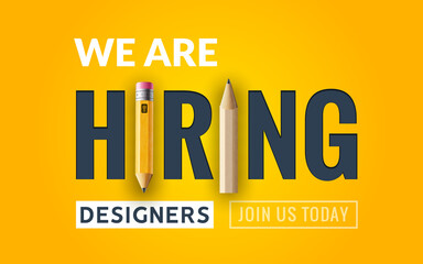 Hiring graphic designer vacancy poster. Hiring job graphic designer wanted creative vector illustration banner design