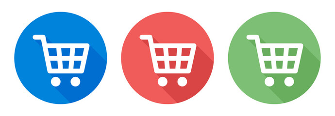 Shopping cart icon set. Shopping cart icon in circle button © Icons-Studio