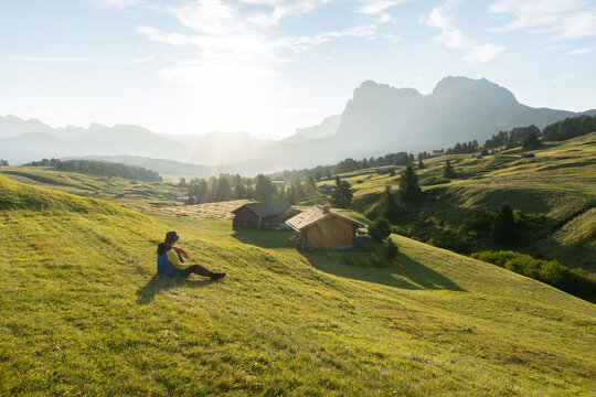 landscape scenic viewpoint of Alpe di Suisi , famous travel location Dolomite Alps, Italy