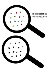 マイクロプラスチックを分かりやすくイメージしたイラストセット（モノクロ・カラー）