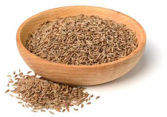 dried caraway seeds isolated on white