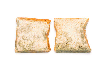 moldy bread expired bread isolated on white