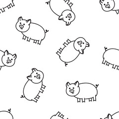 Pattern for decoration kids wrapping paper and fabric with piglets 